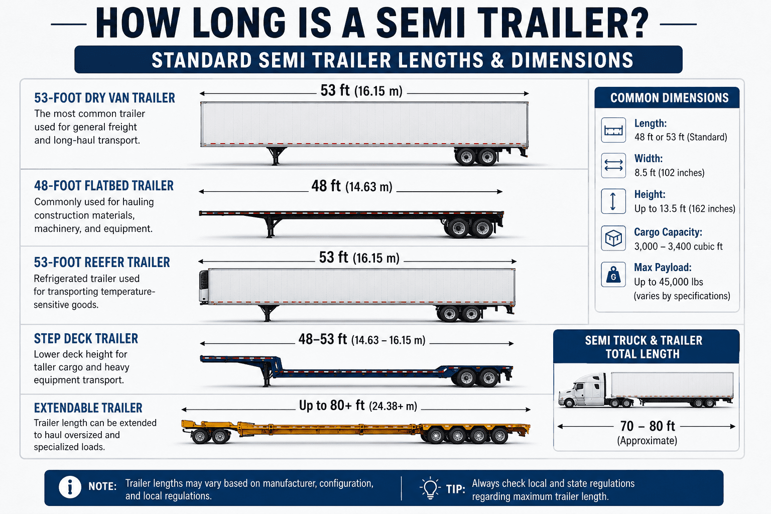 How Long Is a Semi Trailer? Standard Semi Trailer Lengths Explained
