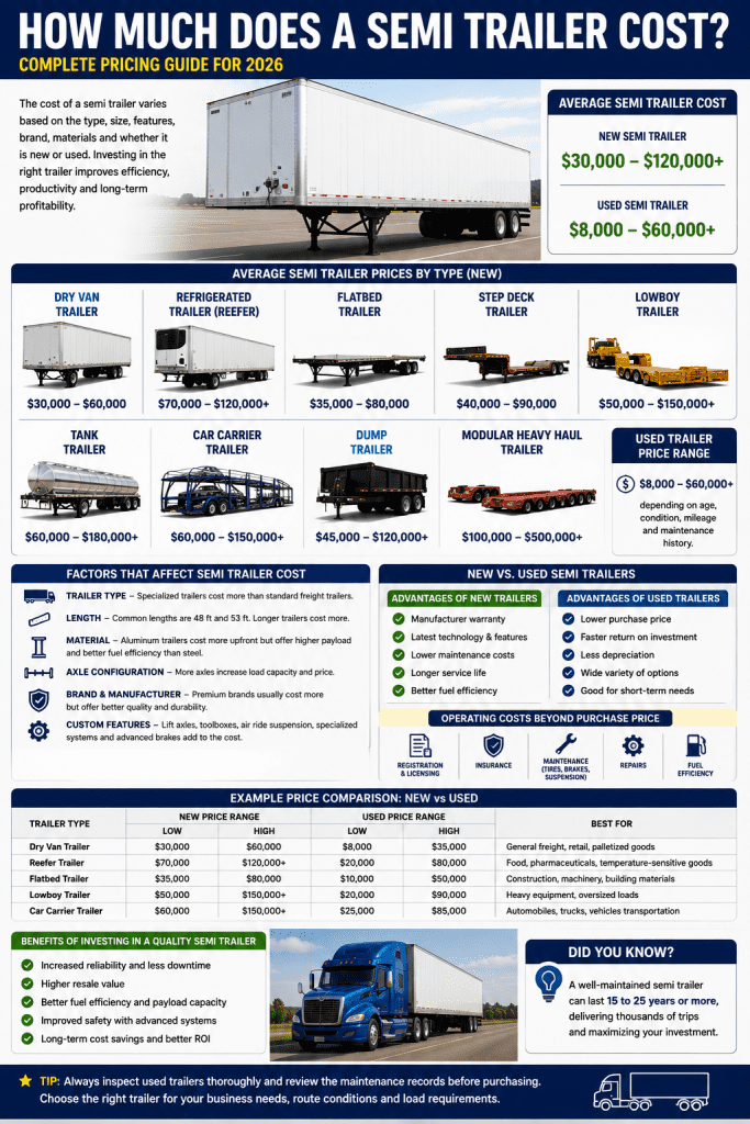 How Much Does a Semi Trailer Cost? Complete Pricing Guide for 2026