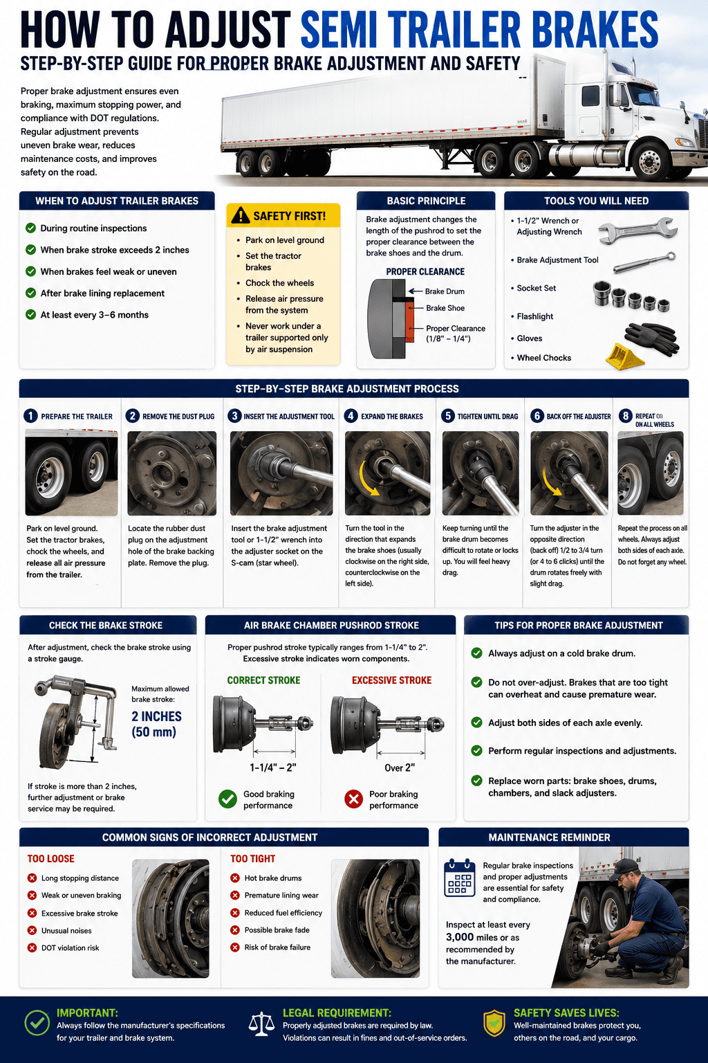 How to Adjust Semi Trailer Brakes: Step-by-Step Guide for Safe Trailer Operation
