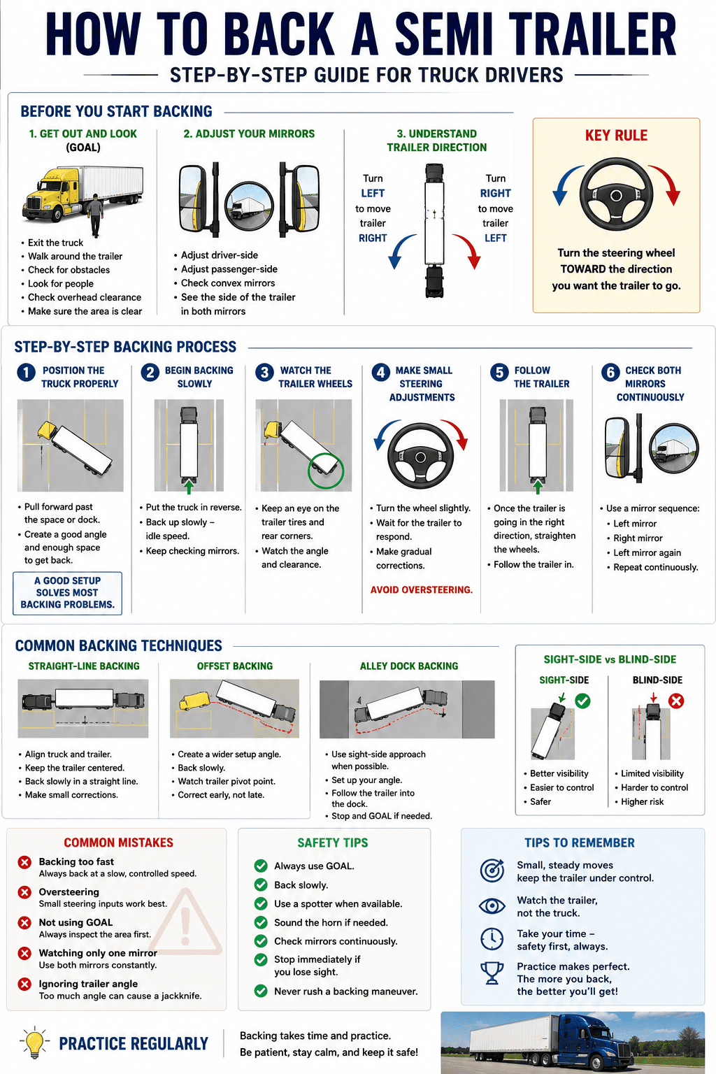 How to Back a Semi Trailer: Step-by-Step Guide for Truck Drivers