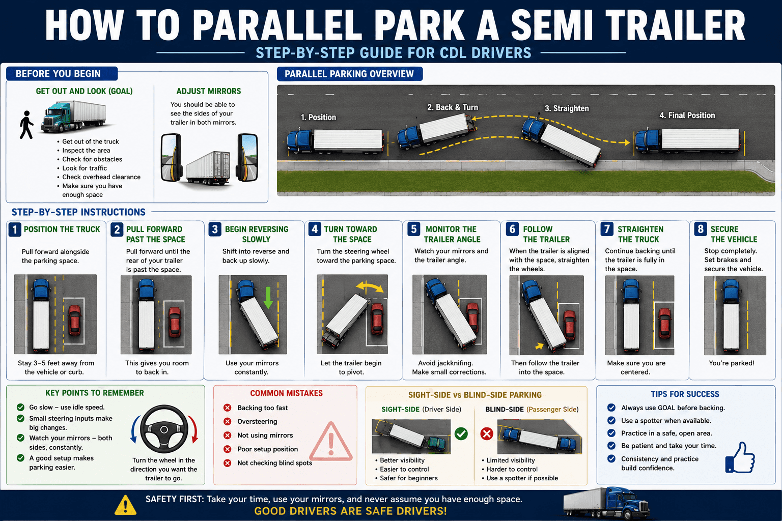 How to Parallel Park a Semi Trailer: Step-by-Step Guide for CDL Drivers