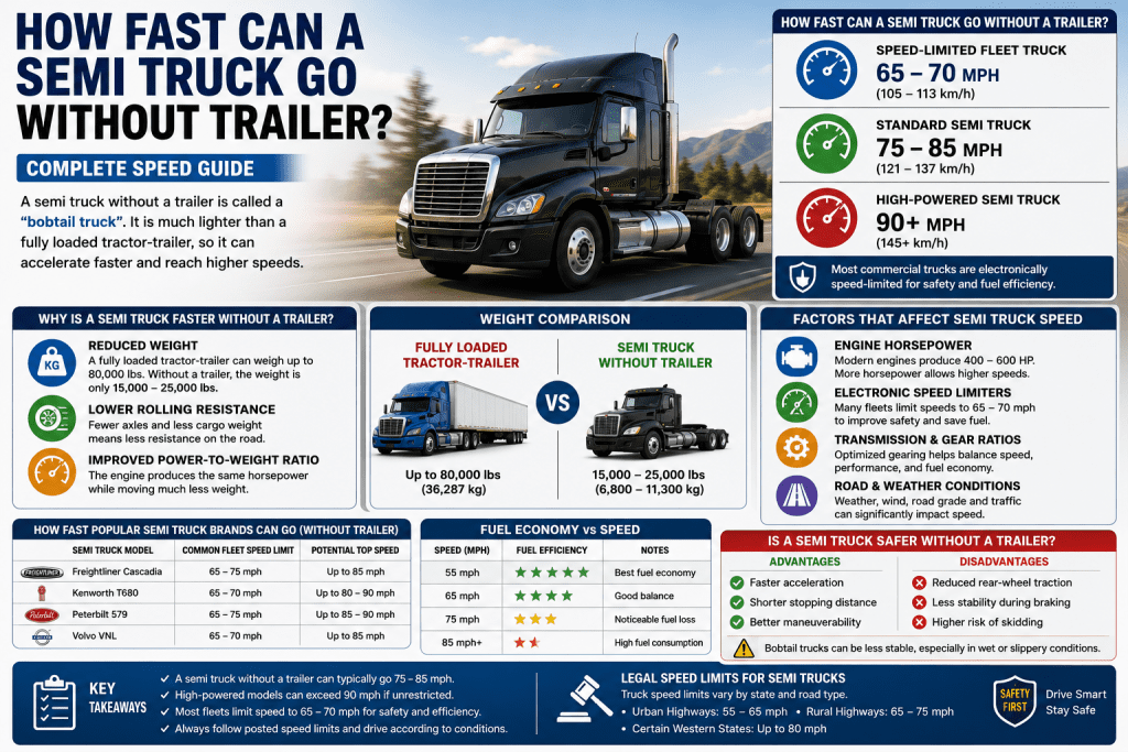 How Fast Can a Semi Truck Go Without a Trailer? Complete Guide 2026