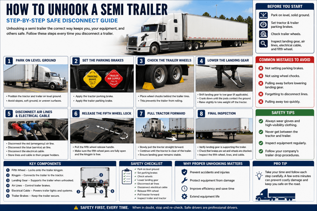How to Unhook a Semi Trailer: Complete Step-by-Step Guide 2026