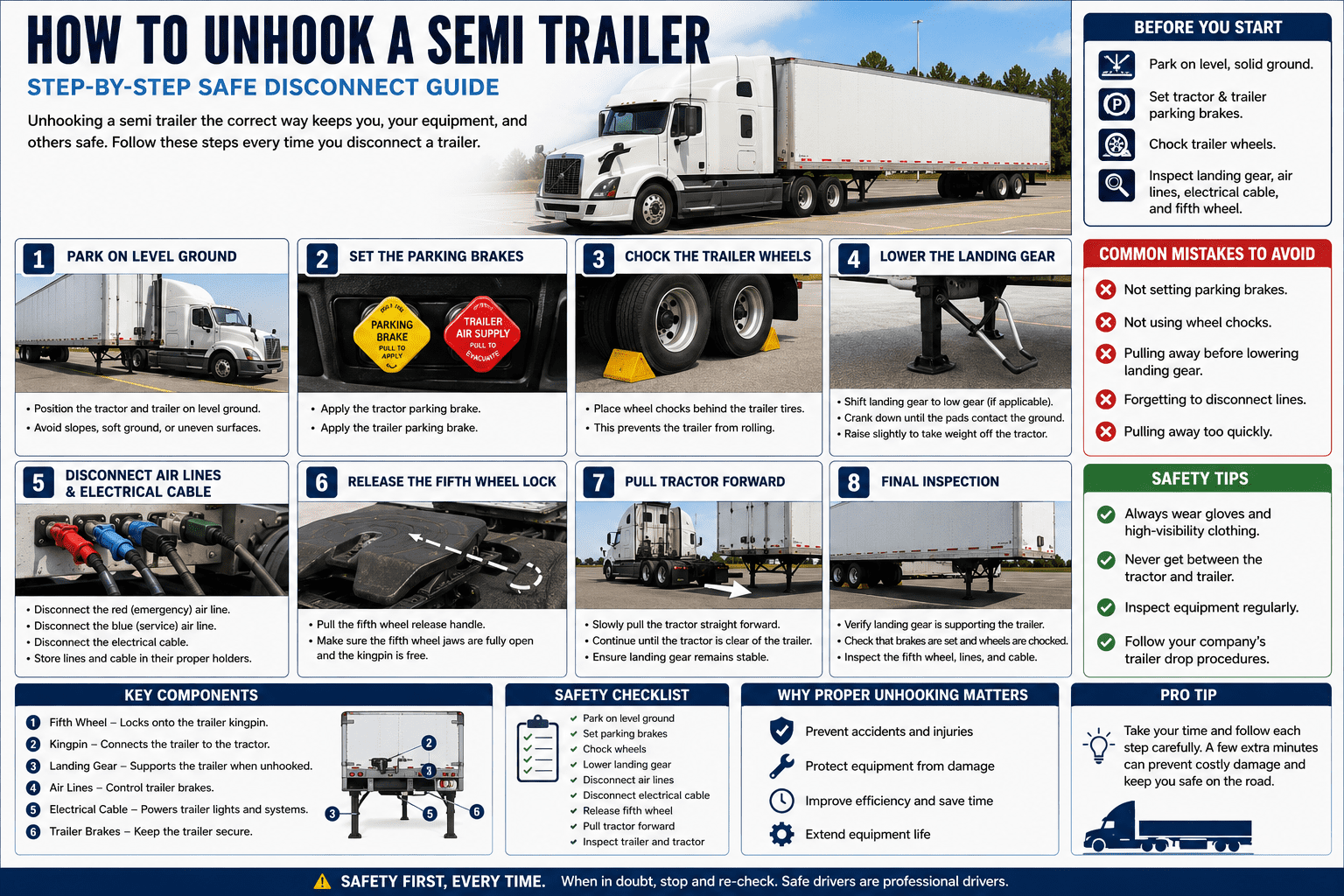 How to Unhook a Semi Trailer: Complete Step-by-Step Guide 2026