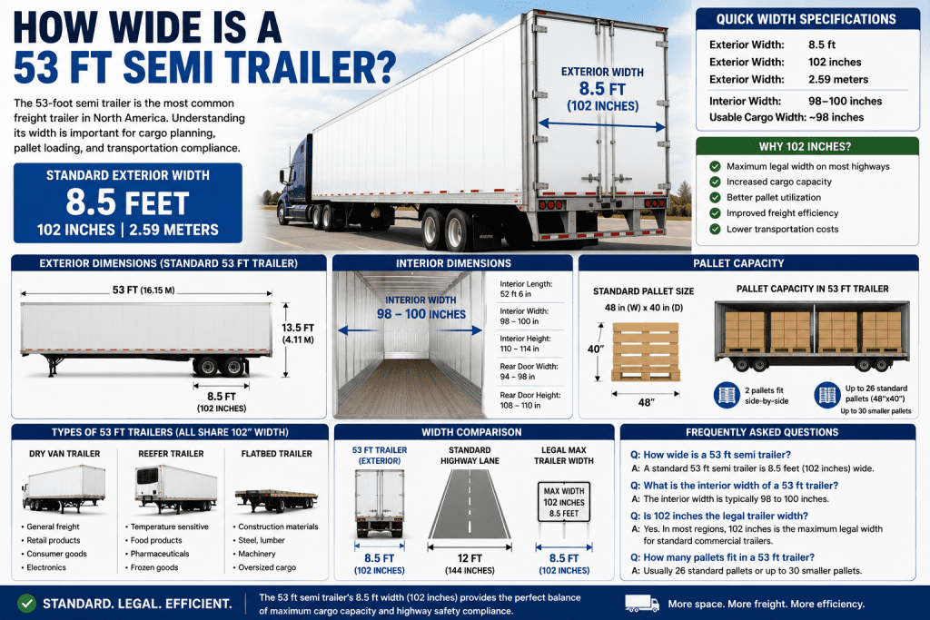 How Wide Is a 53 Ft Semi Trailer? Complete Width Guide 2026