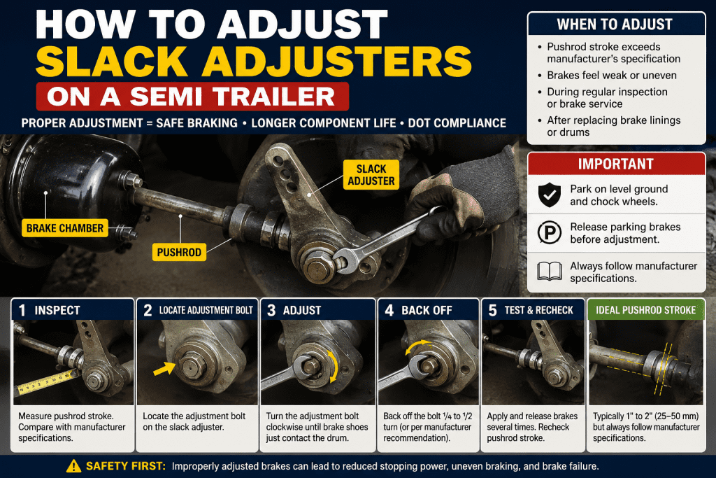 How to Adjust Slack Adjusters on a Semi Trailer