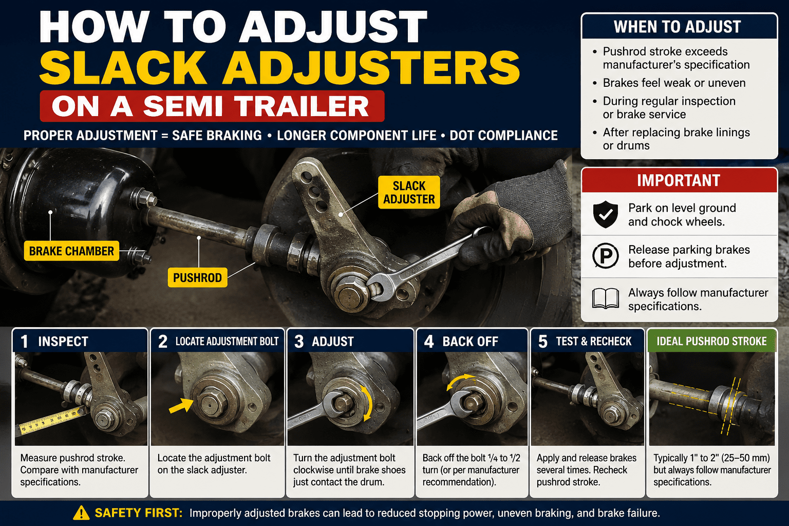 How to Adjust Slack Adjusters on a Semi Trailer