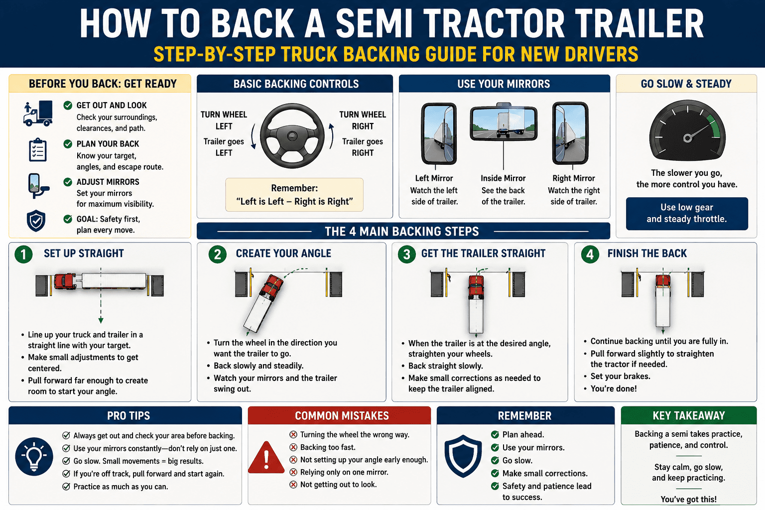 How to back a semi tractor trailer
