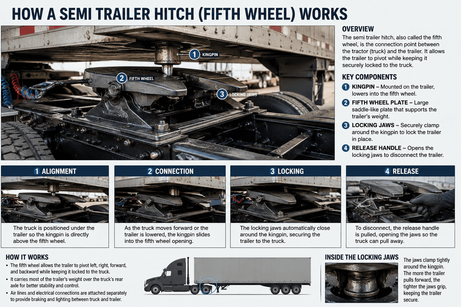 How does a semi trailer hitch work – Complete Technical Guide