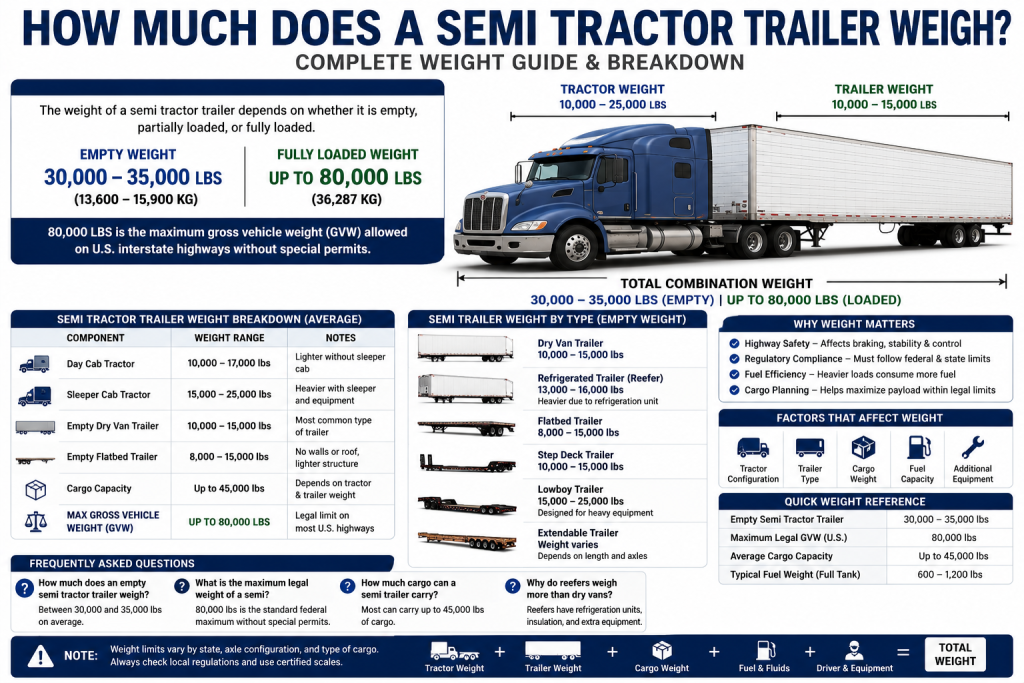 How Much Does a Semi Tractor Trailer Weigh? Complete Weight Guide